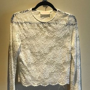 White Lace Long Sleeve Shirt